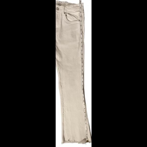 Stylish Zara White Bootcut Women's Jeans Size 4 Raw Hem - Picture 10 of 14